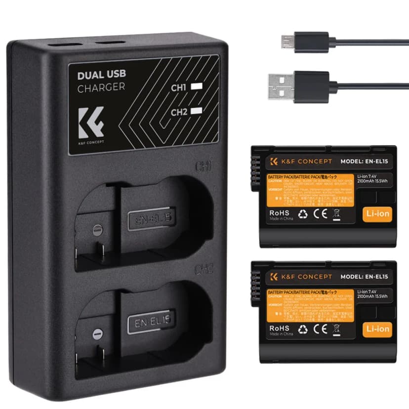 Bộ Pin Sạc Nikon EN-EL15 K&F Concept 2100mAh | KF28.0012