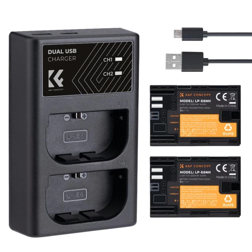 Bộ Pin Sạc Canon LP-E6NH K&F Concept 2250mAh | KF28.0021